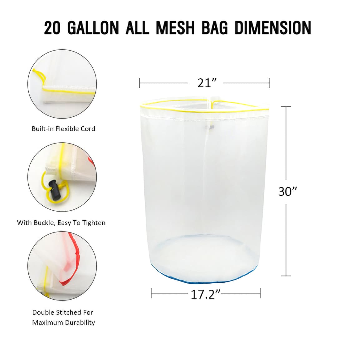 20 Gallon All Mesh Bubble Bag- Single Bag