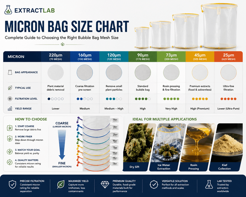 Micron Bag Size Chart: Complete Guide to Choosing the Right Bubble Bag Mesh Size